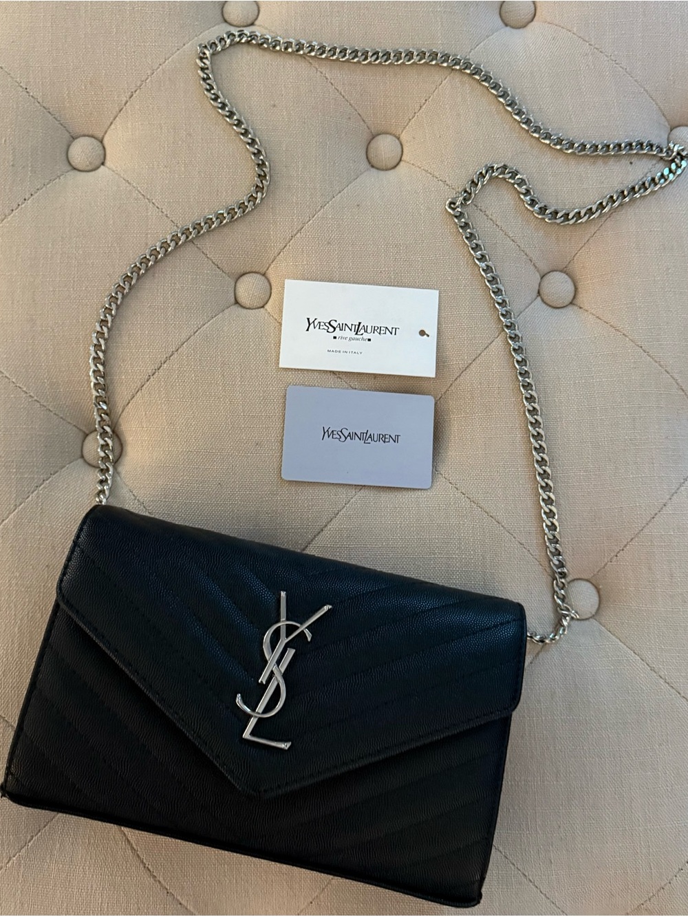 Black Quilted Crossbody Silver Chain - Picture 7 of 14